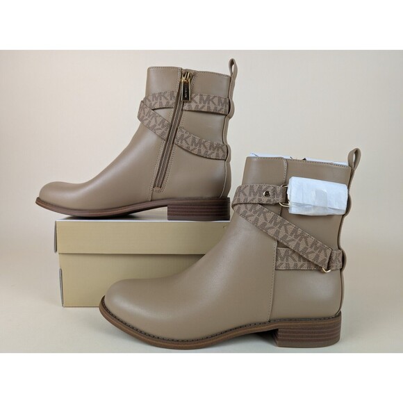 Michael Kors Rory Flat Booties Ankle Boots Womens 8 Brown Faux Leather Shoes NWB - Picture 3 of 14